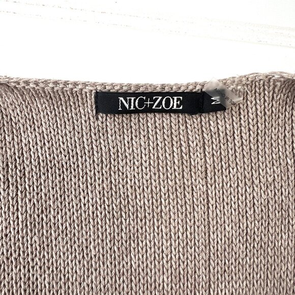 Nic + Zoe Knit Sweater Women Medium Blue Gray Vest Layer Lagenlook Academia - Picture 6 of 8